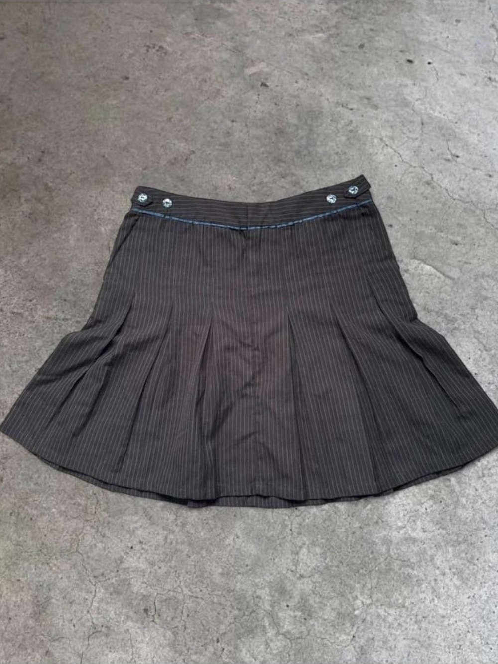Volcom Pinstripe Pleated Skater Skirt in Charcoal